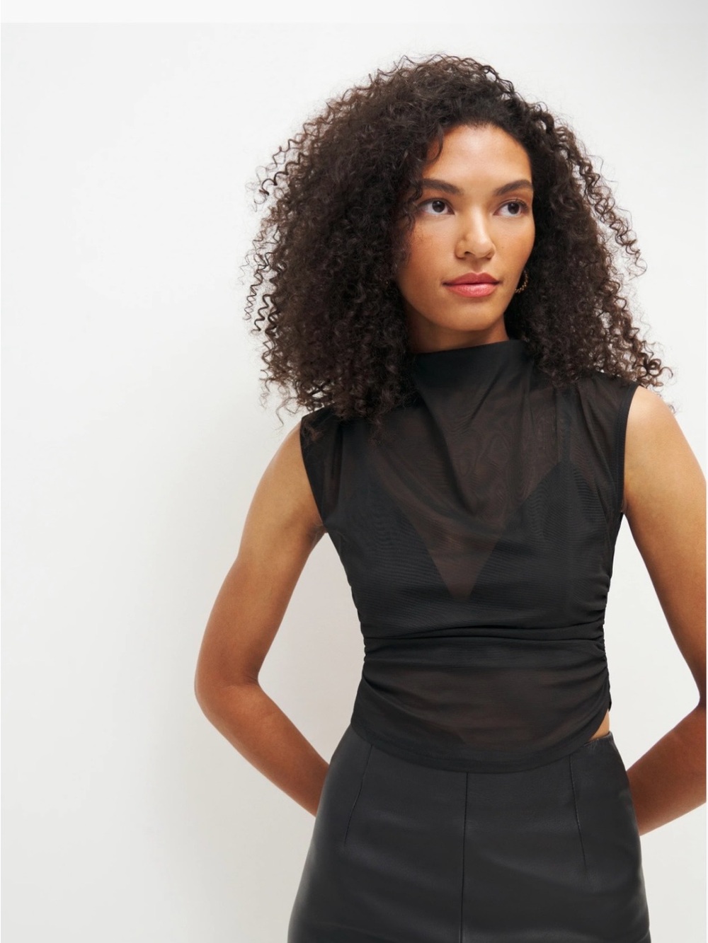 Reformation Lindy knit top Black Mesh